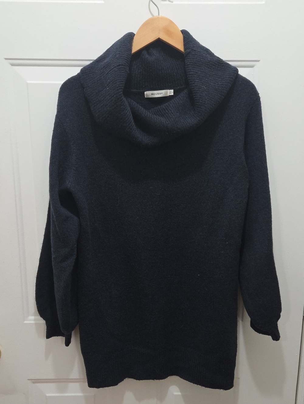 Moussy Dark Navy Cowl Neck Tunic Sweater - One Size